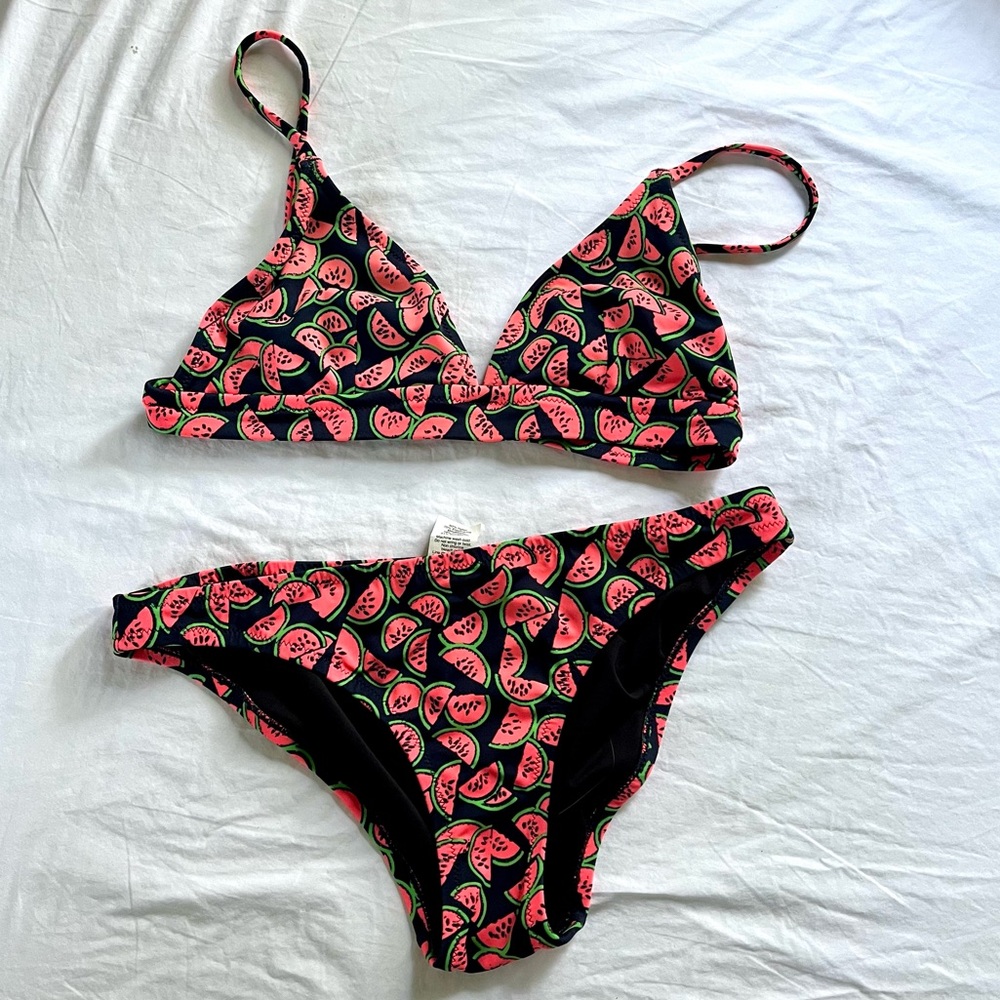 J. Crew Factory Watermelon Print Bikini - Coral and Navy